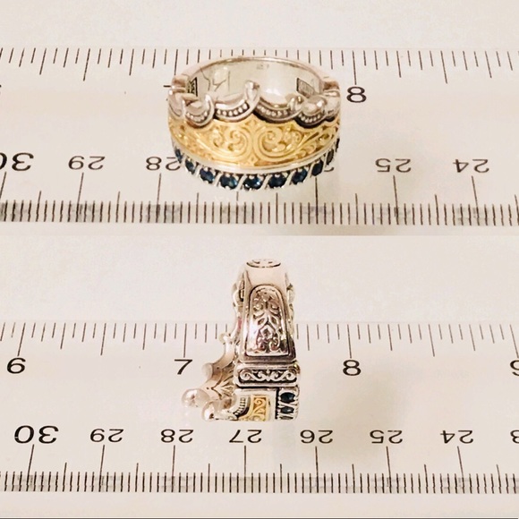 Konstantino Sterling & 18k Blue Topaz Crown Ring - Picture 5 of 8